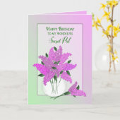 Verjaardag, Geheime vriend, Lilacs in een vaas Kaart (Gele Bloem)