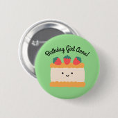 Verjaardag | Gele en witte aardbeienkap Ronde Button 5,7 Cm (Voorkant /achterkant)