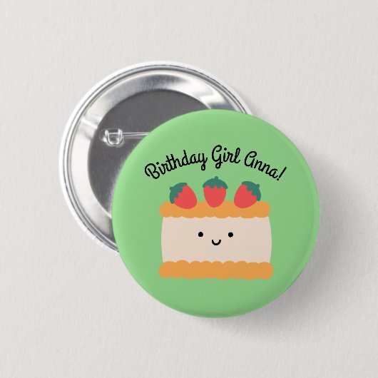 Verjaardag | Gele en witte aardbeienkap Ronde Button 5,7 Cm (Voorkant /achterkant)