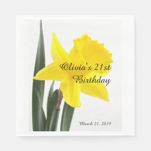 Verjaardag Gele Narcissus Daffodil Servetten (Voorkant)