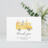 Verjaardag Gele Schoolbus Bedankkaart (Staand voorkant)