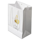 Verjaardag Gele Vlinder Medium Cadeauzakje (Voorkant Gekanteld)