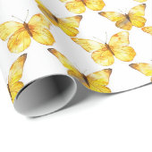 Verjaardag Gele Vlinders Cadeaupapier (Rol Hoek)