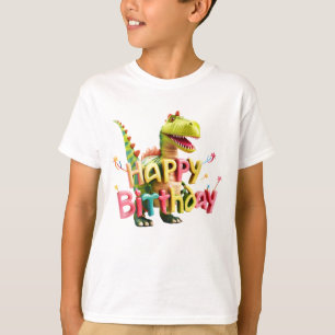 Verjaardag Gelukkig Dinosaurus Beeld - Kinderen Di T-shirt
