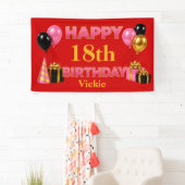 Verjaardag Gelukkig Elke Leeftijd Rood Spandoek (Insitu)