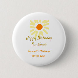 Verjaardag gelukkig zonneschijn geel oranje verjaa ronde button 5,7 cm