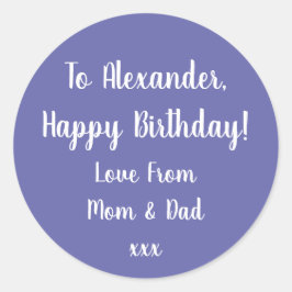 Verjaardag Gelukkige Verjaardag Paarse cadeau labe Ronde Sticker