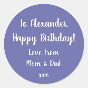 Verjaardag Gelukkige Verjaardag Paarse cadeau labe Ronde Sticker