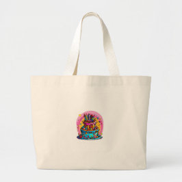 Verjaardag, gelukkige verjaardagstaart, kleurrijk grote tote bag