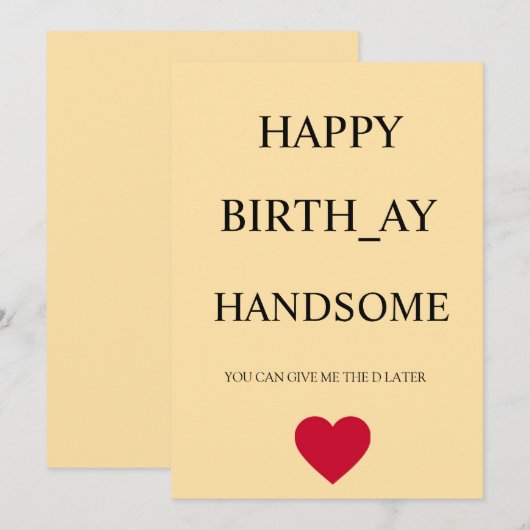VERJAARDAG GELUKKNUL HANDSOME FUNNY KAART (Voorkant / Achterkant)