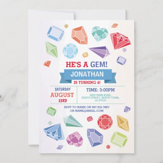 Verjaardag Gem Party Kristallen Blauw Rood Geode Kaart (Voorkant)