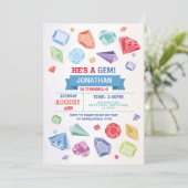 Verjaardag Gem Party Kristallen Blauw Rood Geode Kaart (Staand voorkant)