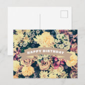 Verjaardag gemengde bloemen briefkaart (Voorkant / Achterkant)