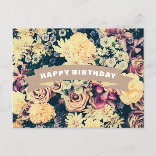 Verjaardag gemengde bloemen briefkaart (Voorkant)