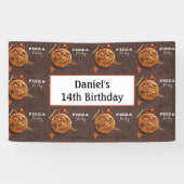 Verjaardag gepersonaliseerd pizza feest spandoek (Horizontaal)
