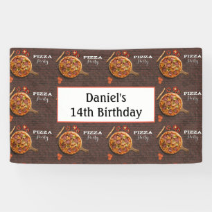 Verjaardag gepersonaliseerd pizza feest spandoek