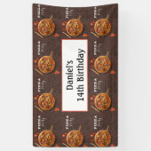 Verjaardag gepersonaliseerd pizza feest spandoek (Verticaal)