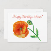 Verjaardag Gepersonaliseerd Poppy Flower Briefkaar Uitnodiging Briefkaart (Voorkant / Achterkant)
