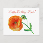 Verjaardag Gepersonaliseerd Poppy Flower Briefkaar Uitnodiging Briefkaart (Voorkant)