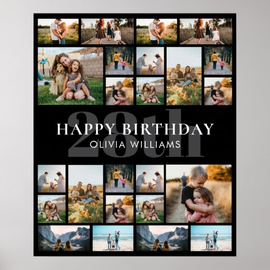 Verjaardag Gepersonaliseerde 24 Fotocollage Poster (Voorkant)