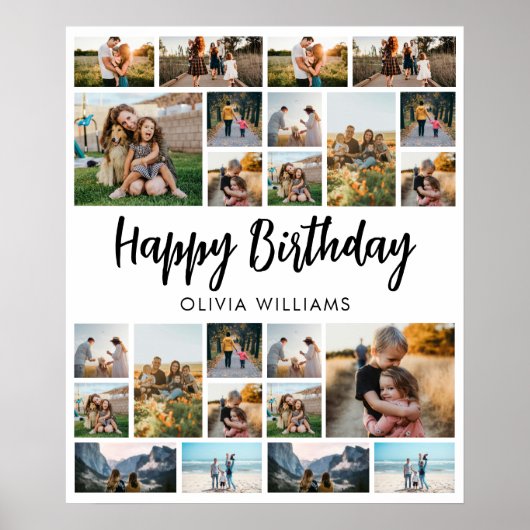 Verjaardag Gepersonaliseerde 24 Fotocollage Poster (Voorkant)