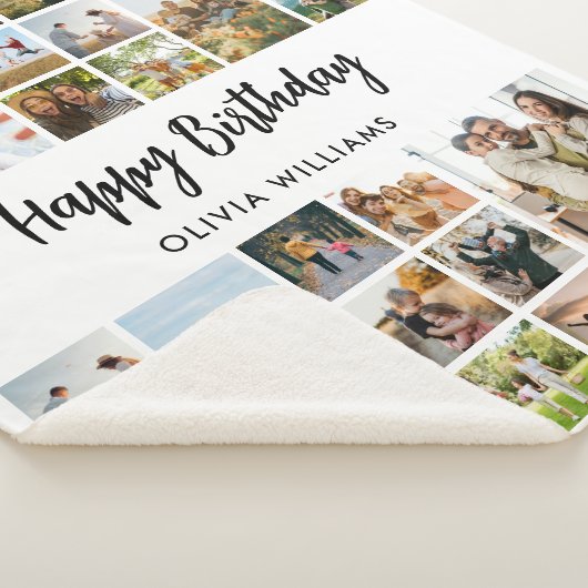 Verjaardag Gepersonaliseerde 24 Fotocollage Sherpa Deken (3/4)
