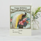 Verjaardag gepersonaliseerde pauw kaart (Staand voorkant)