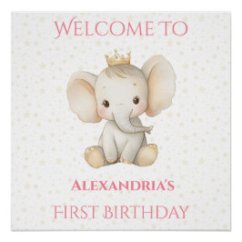 Verjaardag Gepersonaliseerde Prinses Olifant Welko Perfect Poster