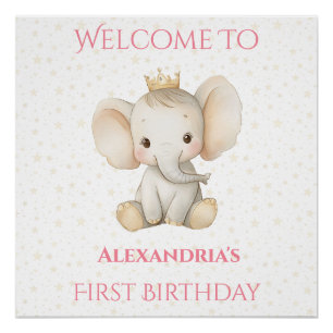 Verjaardag Gepersonaliseerde Prinses Olifant Welko Perfect Poster