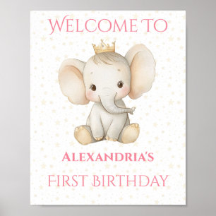 Verjaardag Gepersonaliseerde Prinses Olifant Welko Poster