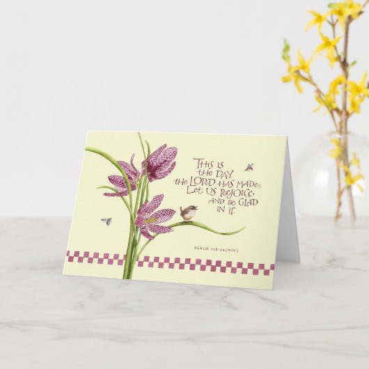 Verjaardag/geruite lelie kaart (Gele Bloem)