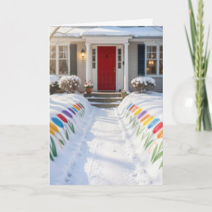 Verjaardag Geschilderde Lente Tulpen In Sneeuw Kaart