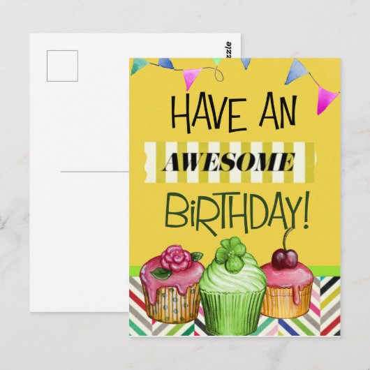 Verjaardag Geweldig Briefkaart (Voorkant / Achterkant)