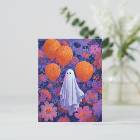 Verjaardag Ghost Halloween Briefkaart (Staand voorkant)