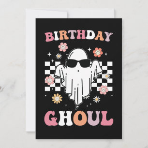 Verjaardag Ghoul Ghost Halloween Groovy Retro Kaart