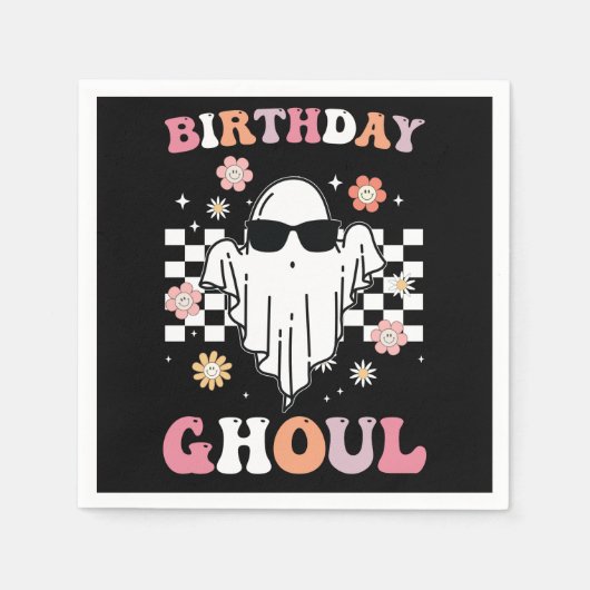 Verjaardag Ghoul Ghost Halloween Groovy Retro Servet (Voorkant)