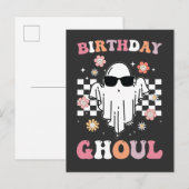 Verjaardag Ghoul Ghost Halloween Groovy Retro Uitnodiging Briefkaart (Voorkant / Achterkant)