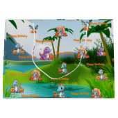 Verjaardag Gift Bag Spooky Baby Dino Theme Groot Cadeauzakje (Voorkant)