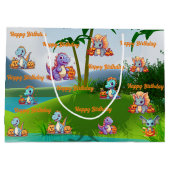 Verjaardag Gift Bag Spooky Baby Dino Theme Groot Cadeauzakje (Achterkant)