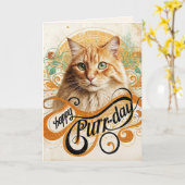 Verjaardag Ginger Cat Abstract Kaart (Gele Bloem)