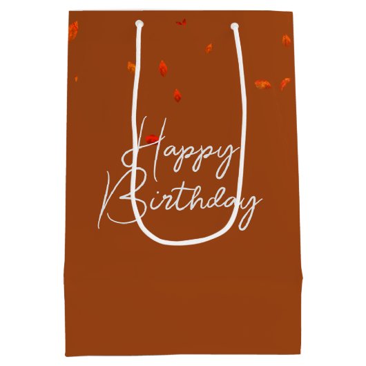 Verjaardag Ginger Cat In Een Herfst Bladstapel Medium Cadeauzakje (Achterkant)