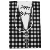 Verjaardag Gingham met rits Medium Cadeauzakje (Voorkant)