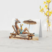 Verjaardag Giraffe Drink een strand Cocktail Kaart (Gele Bloem)