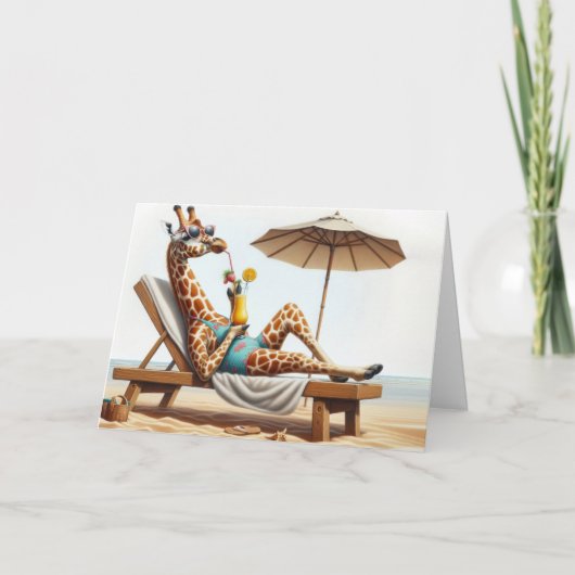 Verjaardag Giraffe Drink een strand Cocktail Kaart (Voorkant)