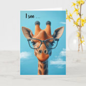 Verjaardag Giraffe met bril Kaart (Gele Bloem)