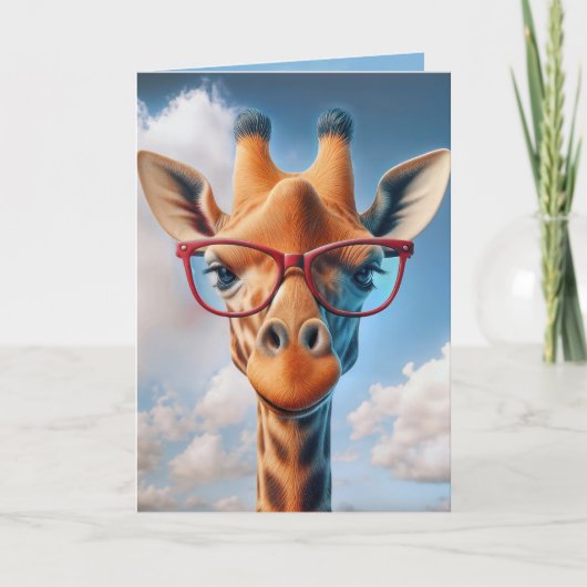 Verjaardag Giraffe met rode bril Kaart (Voorkant)