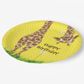 Verjaardag Giraffe op Polka Dots met Daisy Papieren Bordje (Gekanteld)