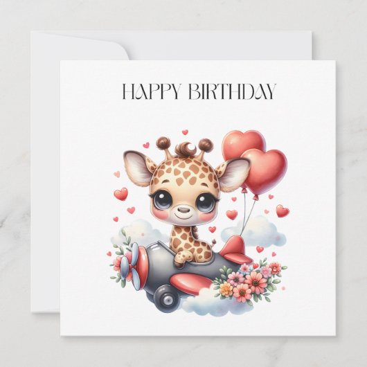 Verjaardag Giraffe Piloot Kaart (Voorkant)
