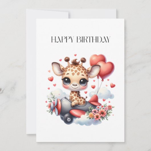 Verjaardag Giraffe Piloot Kaart (Voorkant)