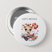 Verjaardag Giraffe Piloot Ronde Button 7,6 Cm (Voorkant /achterkant)